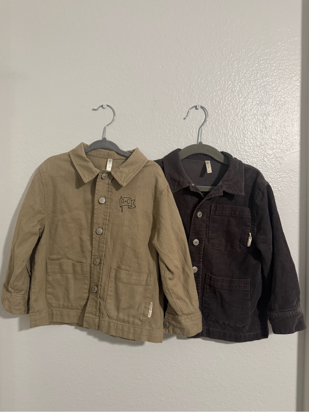 Two Rylee + Cru Boys Button Jackets Set - Army Green & Dark Gray (2-3yr)